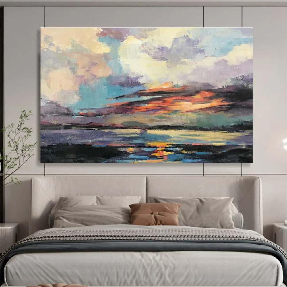 Room Hand-Painted Living - big modern art for loft